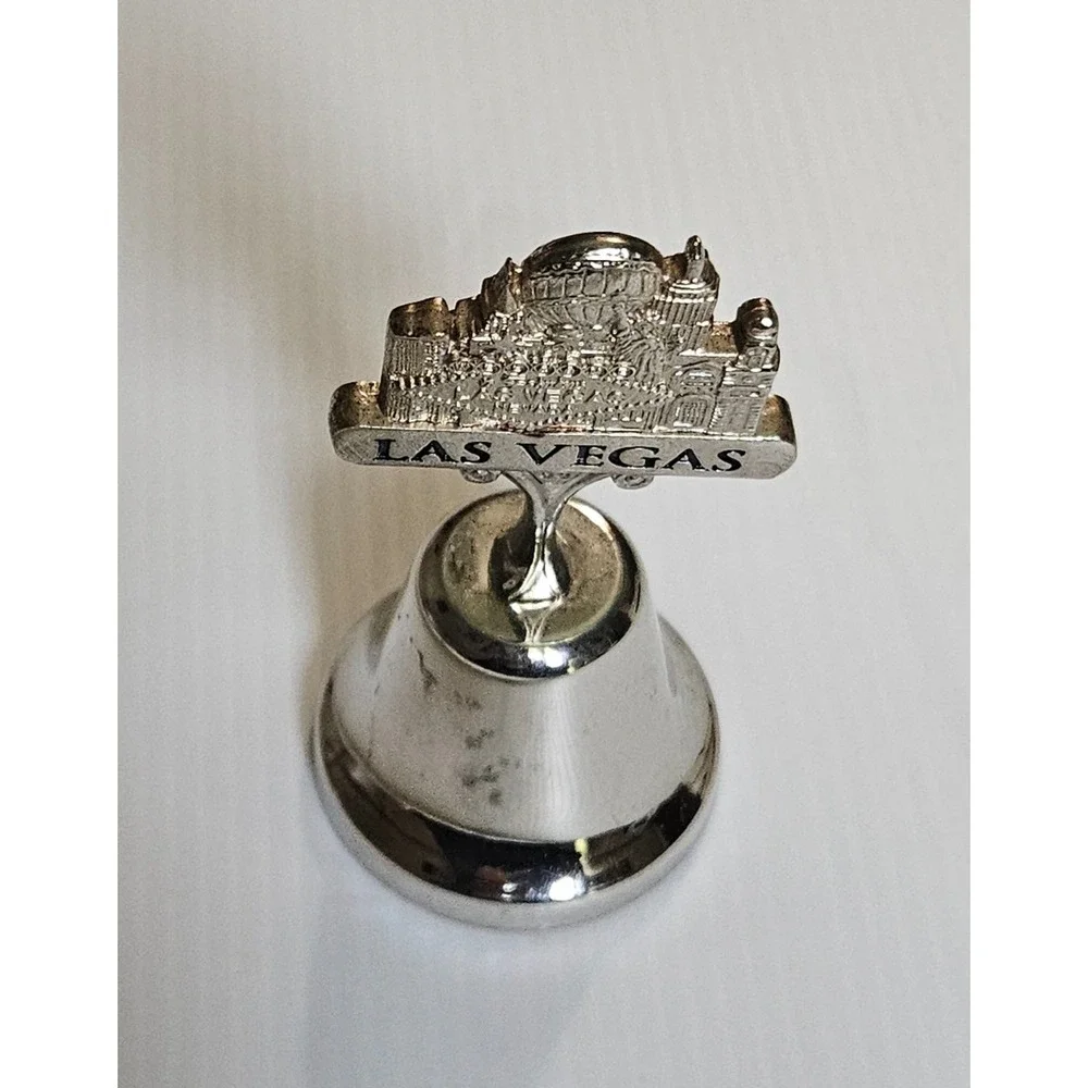 Vintage Las Vegas Skyline‎ Souvenir Bell Silver Tone Metal Collectible travel